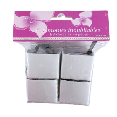 Emballage cadeau ballotin couleur argent satiné lot de 4 | 24 pièces