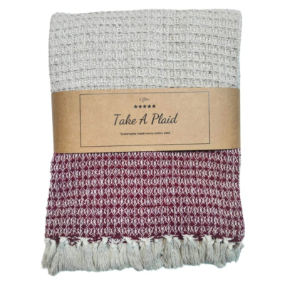 Prenez un plaid 12 coton recyclé rouge 130 x 180 cm | 12 pièces