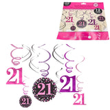 Amscan pendentif spirale joyeux anniversaire 21 ans 61 cm lot de 12 | 48 pièces