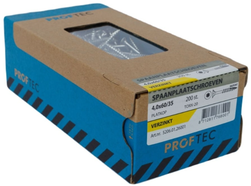 Vis pour panneaux d'aggloméré Proftec. vz pk +intersection tx-20 (+bit) 4.0x60