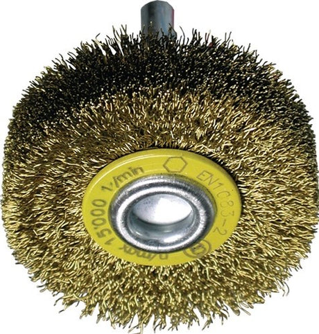 Brosse ronde Promat tecwerk | d. 60 mm épaisseur de fil 0,2 mm | laiton 18 mm | 15 000 min-¹ - 4000841142