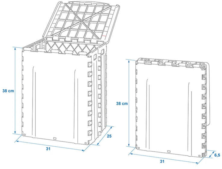 Proplus Waste Bin pliable 35 litres 25 x 31 x 38 cm gris noir