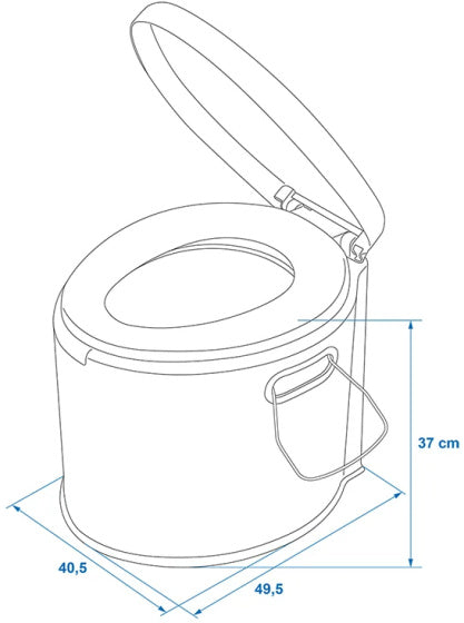 Proplus Portable Toilet 7 litres de hauteur de siège 37 cm Gray