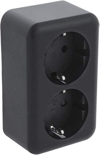 Prise Q-link | construction | 2 fois | avec protection contre les contacts | avec terre de protection | noir - 00.945.50