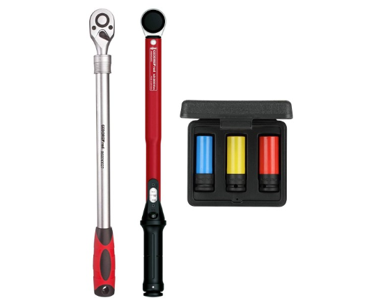 Kit de changement de roue rouge Gedore, incl. clé dynamométrique 40-200 nm, 3 pièces 3300187 - r69003000