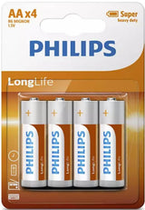 Piles Philips longlife AA R6 boîte de 12 blisters de 4 pièces