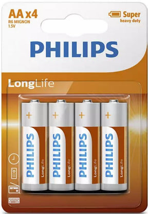 Piles Philips longlife AA R6 boîte de 12 blisters de 4 pièces