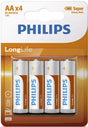 Piles Philips longlife AA R6 boîte de 12 blisters de 4 pièces