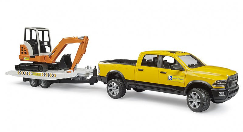 Service de location de wagons électriques Bruder Auto Ram 2500 avec remorque et mini ensacheuse