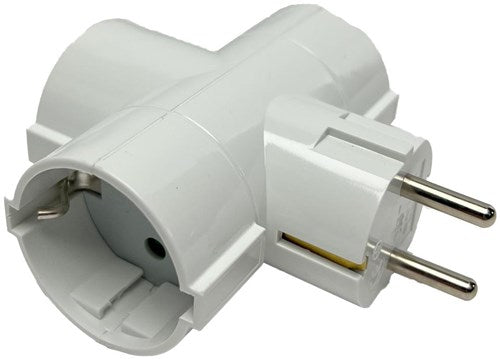 Adaptateur prise de terre 3 voies modèle T blanc - 6175914