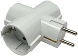 Adaptateur prise de terre 3 voies modèle T blanc - 6175914