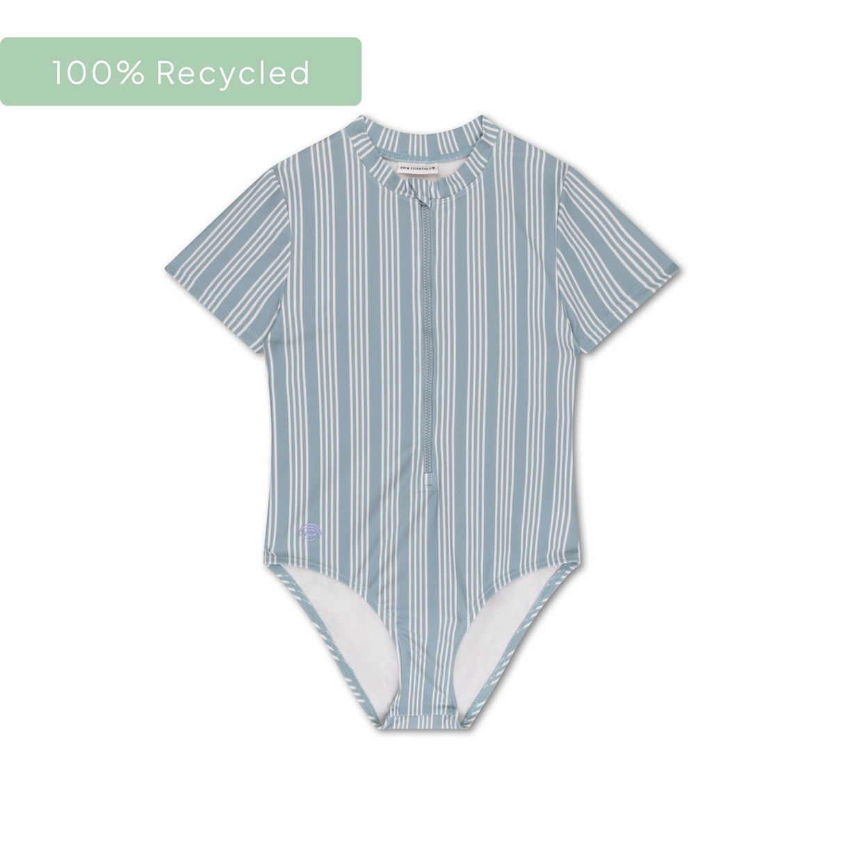 Rayure de villégiature | maillot de bain UV fille rayé vert à manches courtes