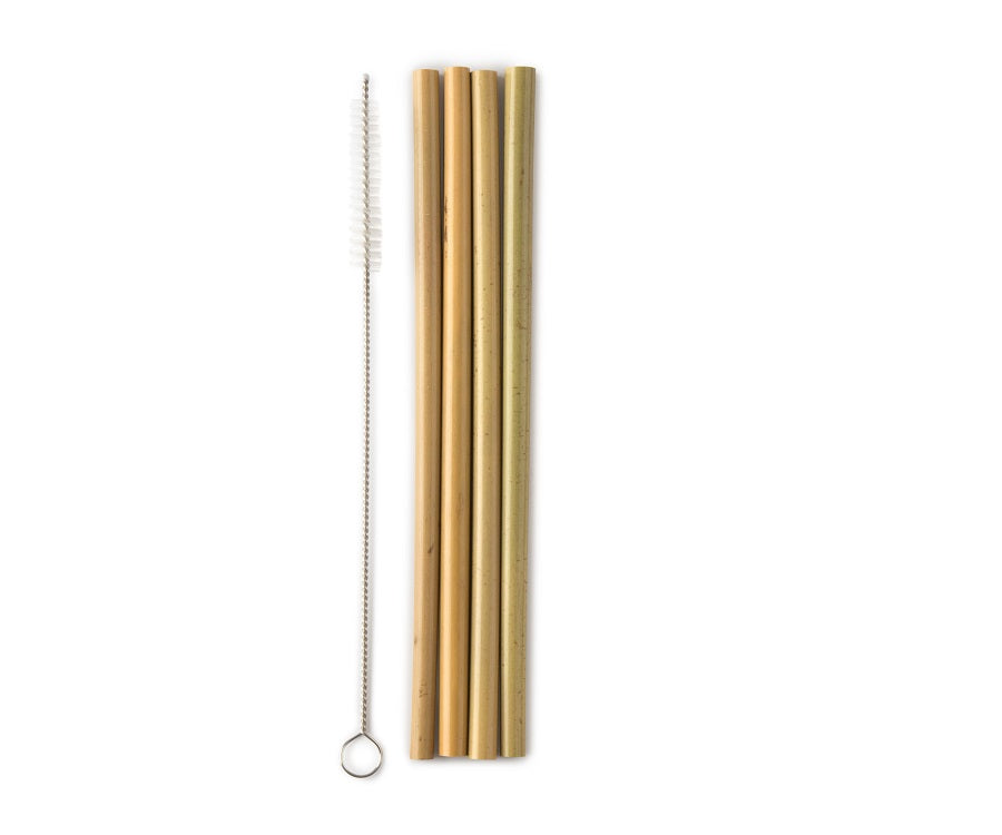 La humble co. pailles - bambou 4 pcs. avec un pinceau