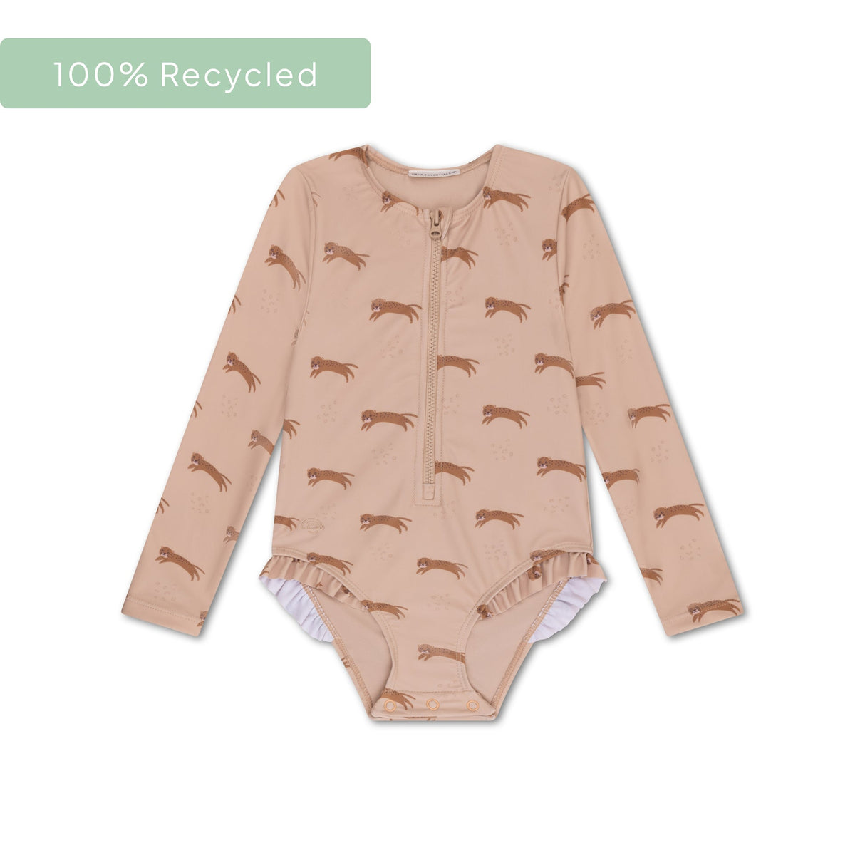 Itinérant | Maillot de bain anti-UV fille beige à manches longues