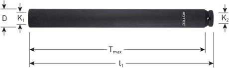 Rotec krachtdop | binnenvierkant 1 2 | extra lang | l=310 | sw 30 - 842.3030