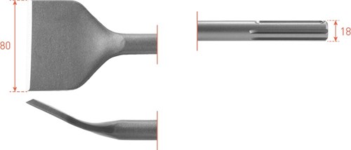 Burin plat Rotec sds max courbé 80x300mm