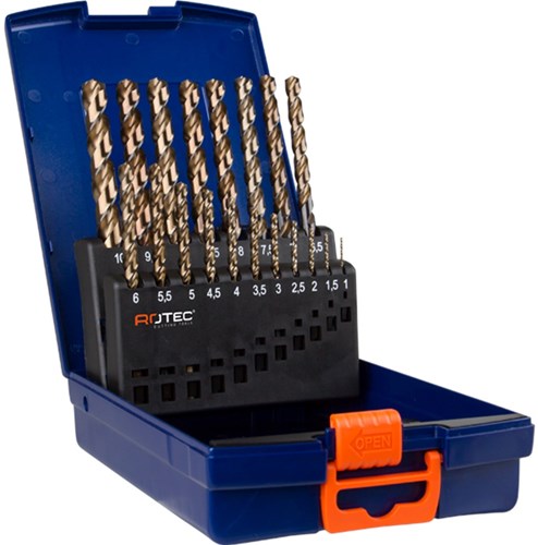 Jeu de forets hélicoïdaux Rotec '107', din338, uni-3, 19 pièces, ø1-10 abs - 900.0056k - 900.0056k