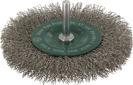 Rotec stiftborstel sch.6mm ø100x0,30 mm x 12 mm gegolfd rvs draad - 7980350
