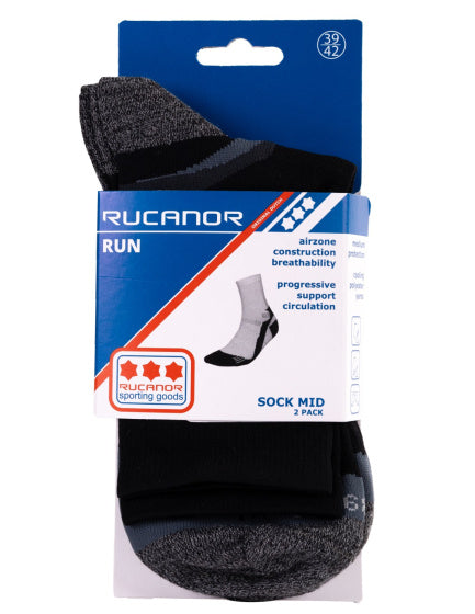 Rucanor Running chaussettes de 2 pack Black Taille 43-46