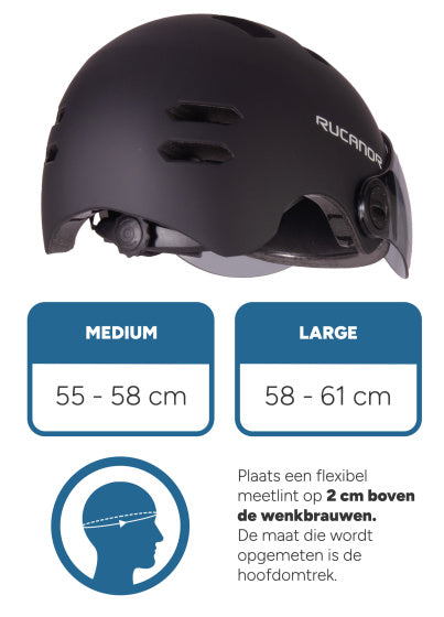 Rucanor urban sprint scootering casque de vélo visière nt8776 noir taille 58-61 cm (l)