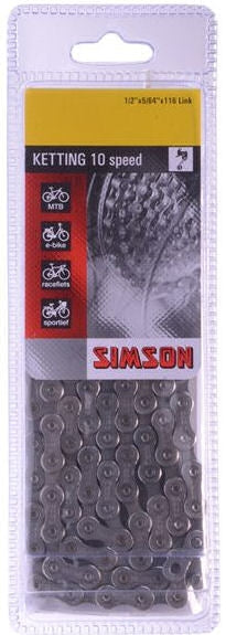 Simson Ketting Derilleur 10 bicycle Chaîne à 10 vitesses, revêtement anti-rust, 116 liaisons, 1 2 x5 64