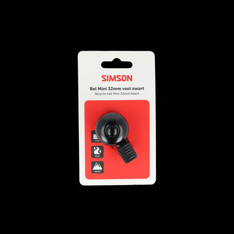 Simson fietsbel mini 32mm vaste kunststof bevestiging zwart