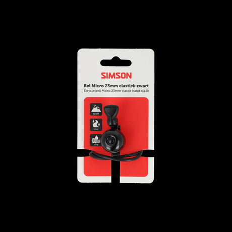 Simson sonnette de vélo micro 23mm fixation élastique en caoutchouc noir