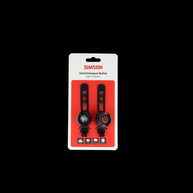 Simson set d'éclairage batterie bullet - noir