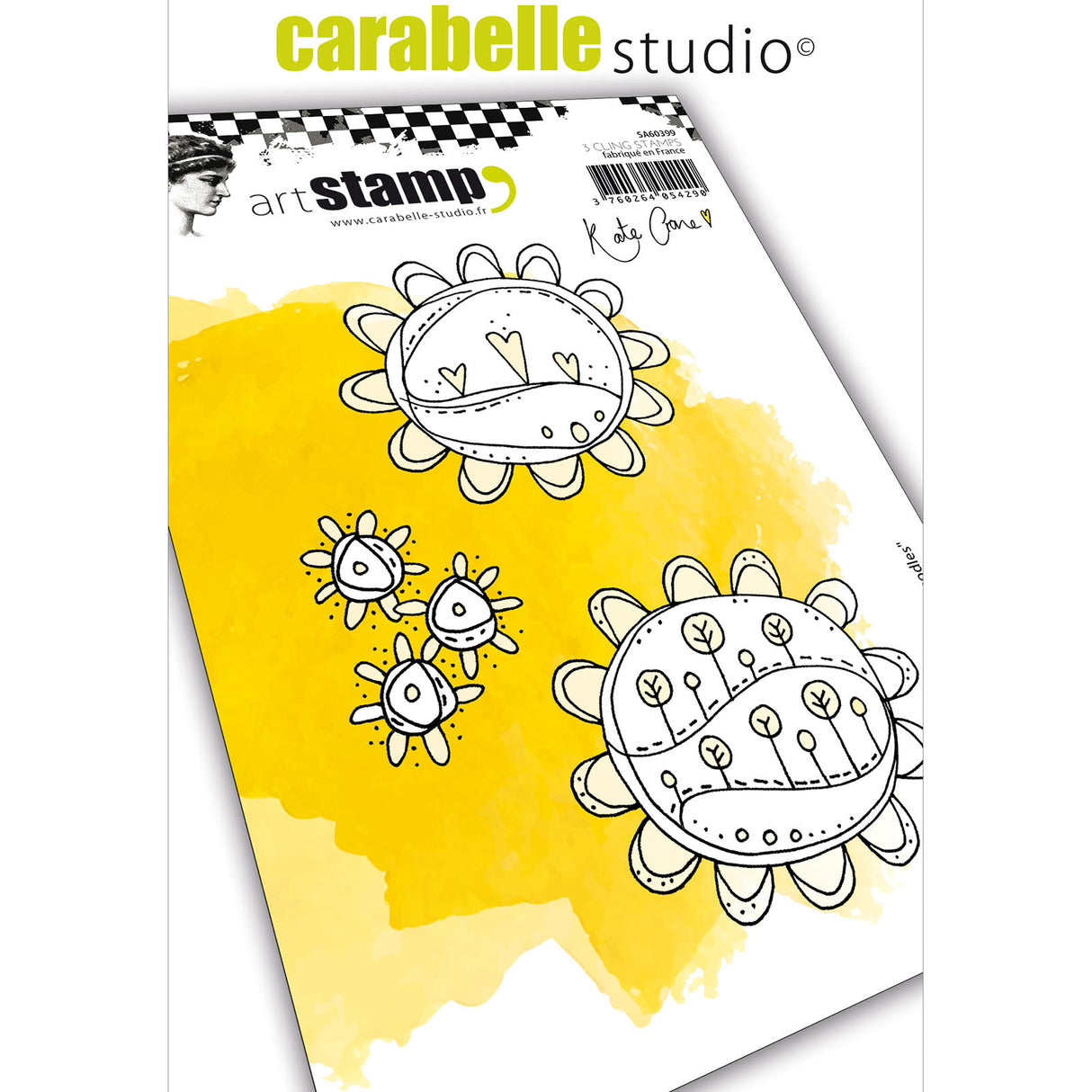 Carabelle studio • cing stamp a6 sunflower doodles by kate crane