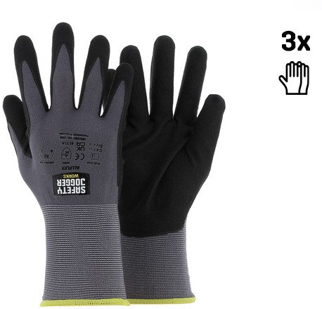 Gants de sécurité Ty Safe Jogger avec une dextérité maximale | 3 pièces | noir | taille 9 - sw0306009