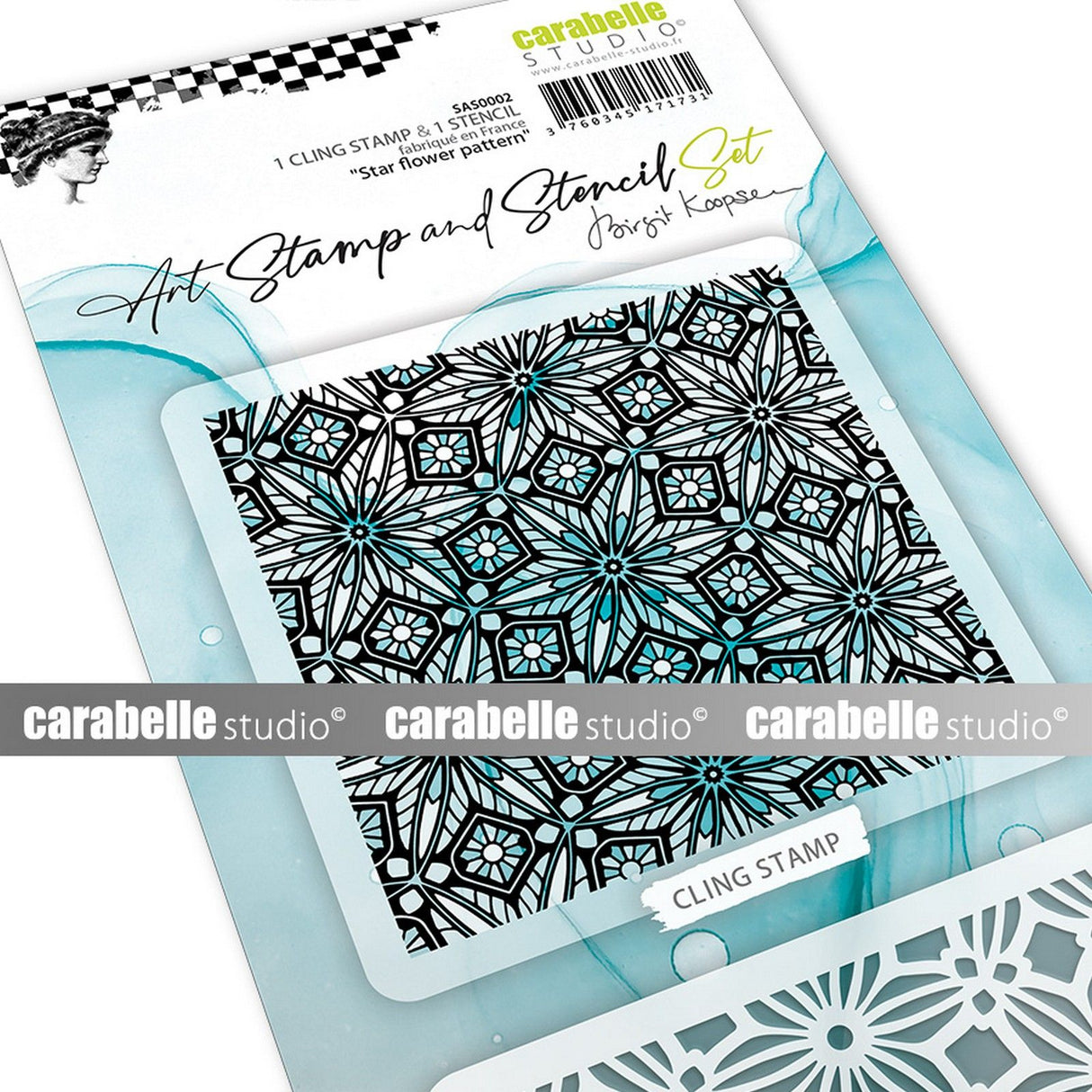 Carabelle studio • ensemble de pochoirs pour tampons d'art, motif de fleurs et d'étoiles