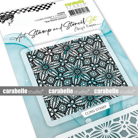 Carabelle studio • ensemble de pochoirs pour tampons d'art, motif de fleurs et d'étoiles