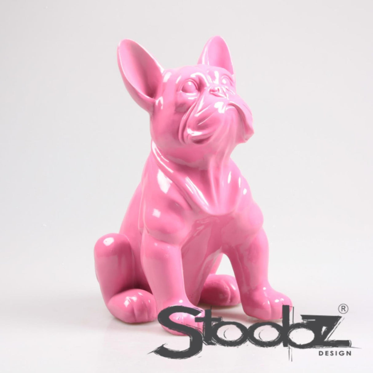 Stoobz design bouledogue français fuchsia 27x20x37cm