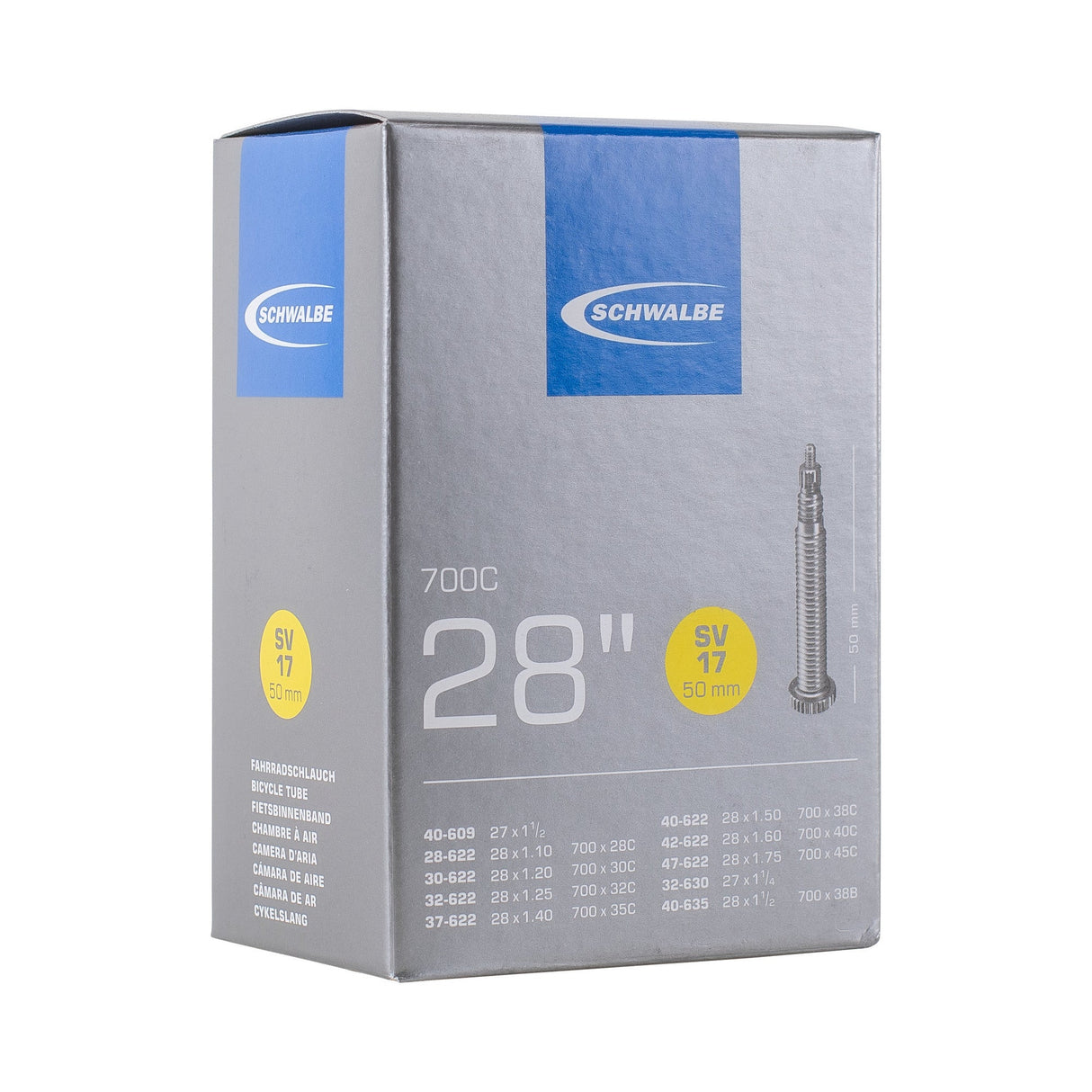Tube intérieur de Schwalbe SV17 28 pouces (28 47-622 635) SV 50 mm