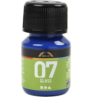 Peinture en verre permanente - bleu brillant, 30 ml