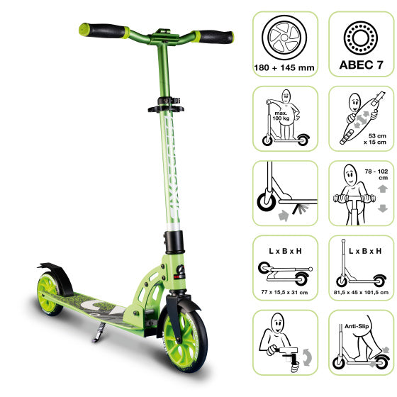 Six degrés à 2 roues Kinderstep pliable Fook Brake Green Black