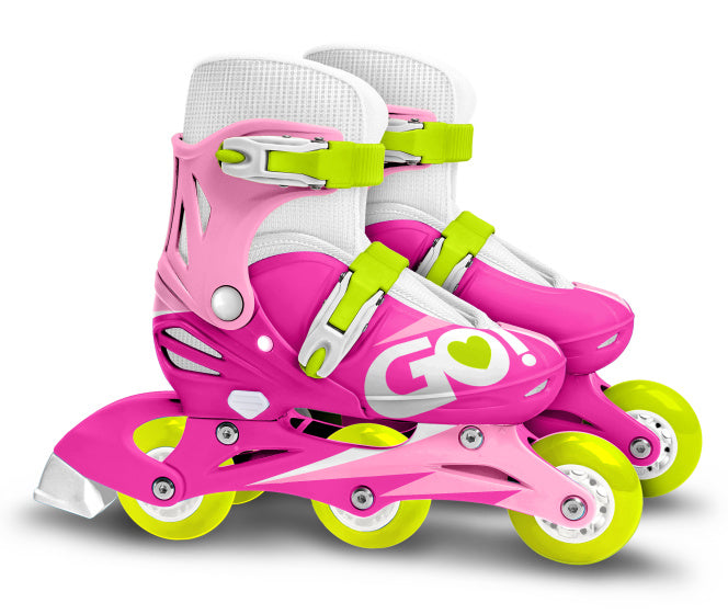 Skids Control en ligne patins de blanc rose réglable Taille 27-30