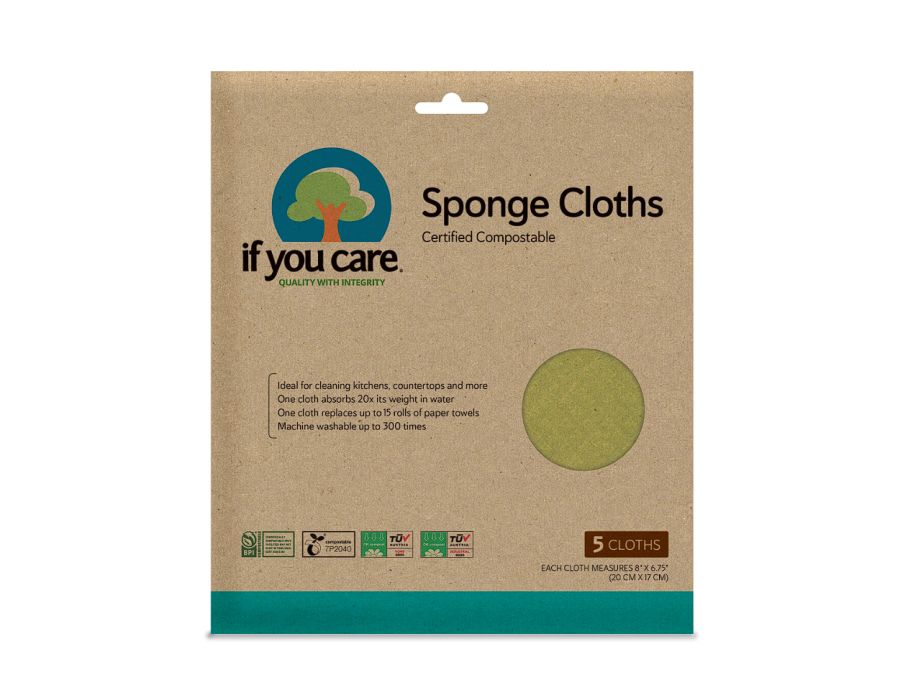 Si vous vous souciez des chiffons éponges - 5 pièces non blanchis et compostables