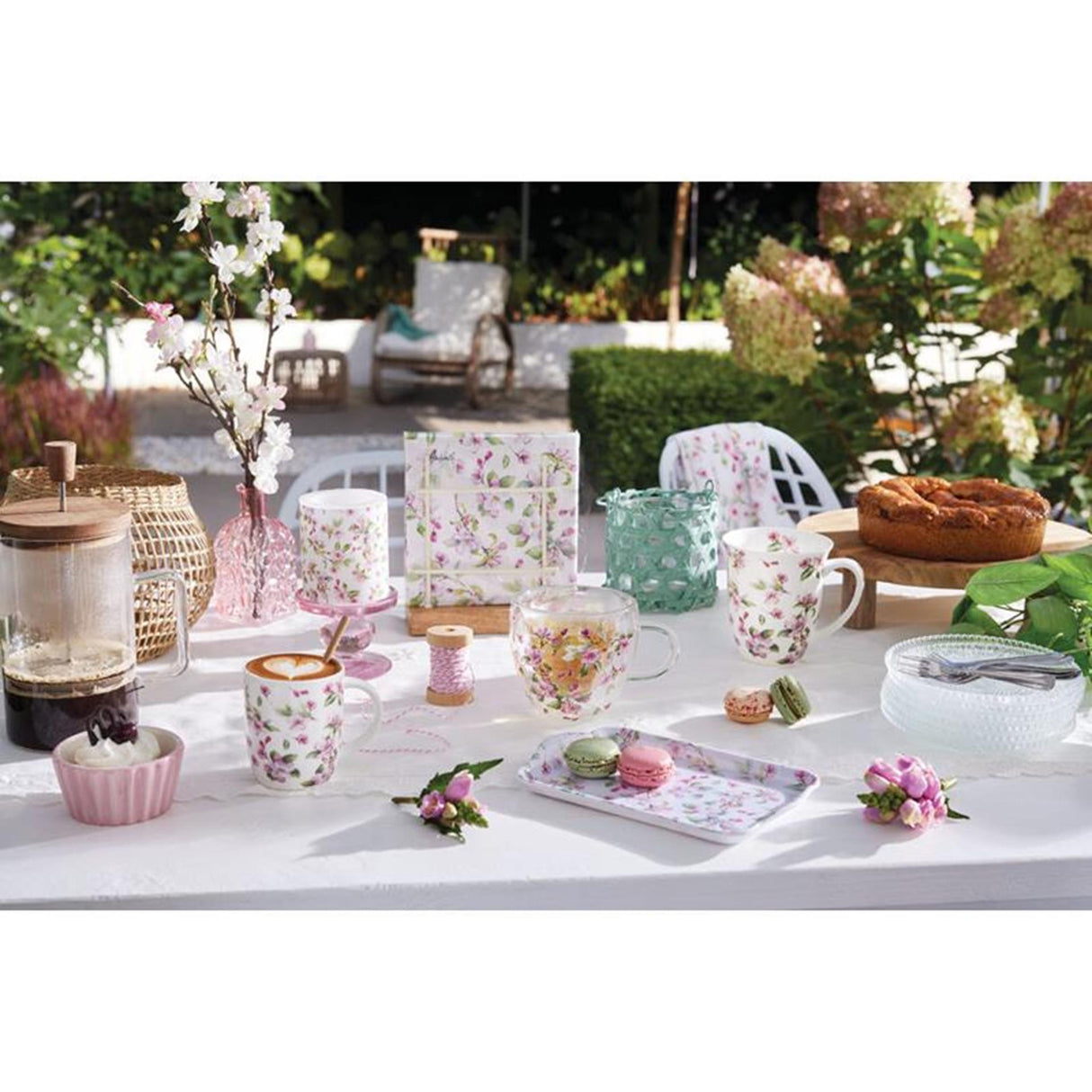 Serviette Ambiente 25 fleurs de printemps blanc