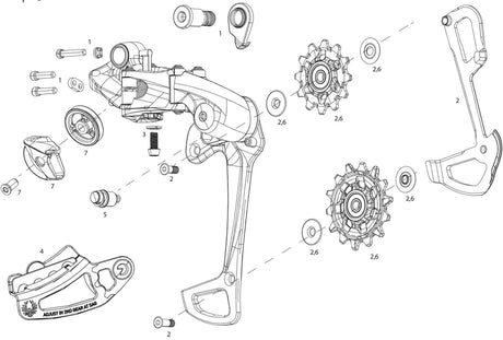 Dérailleur arrière Sram xx1 dérailleur arrière aigle. xx1 aigle 52t gris lunaire