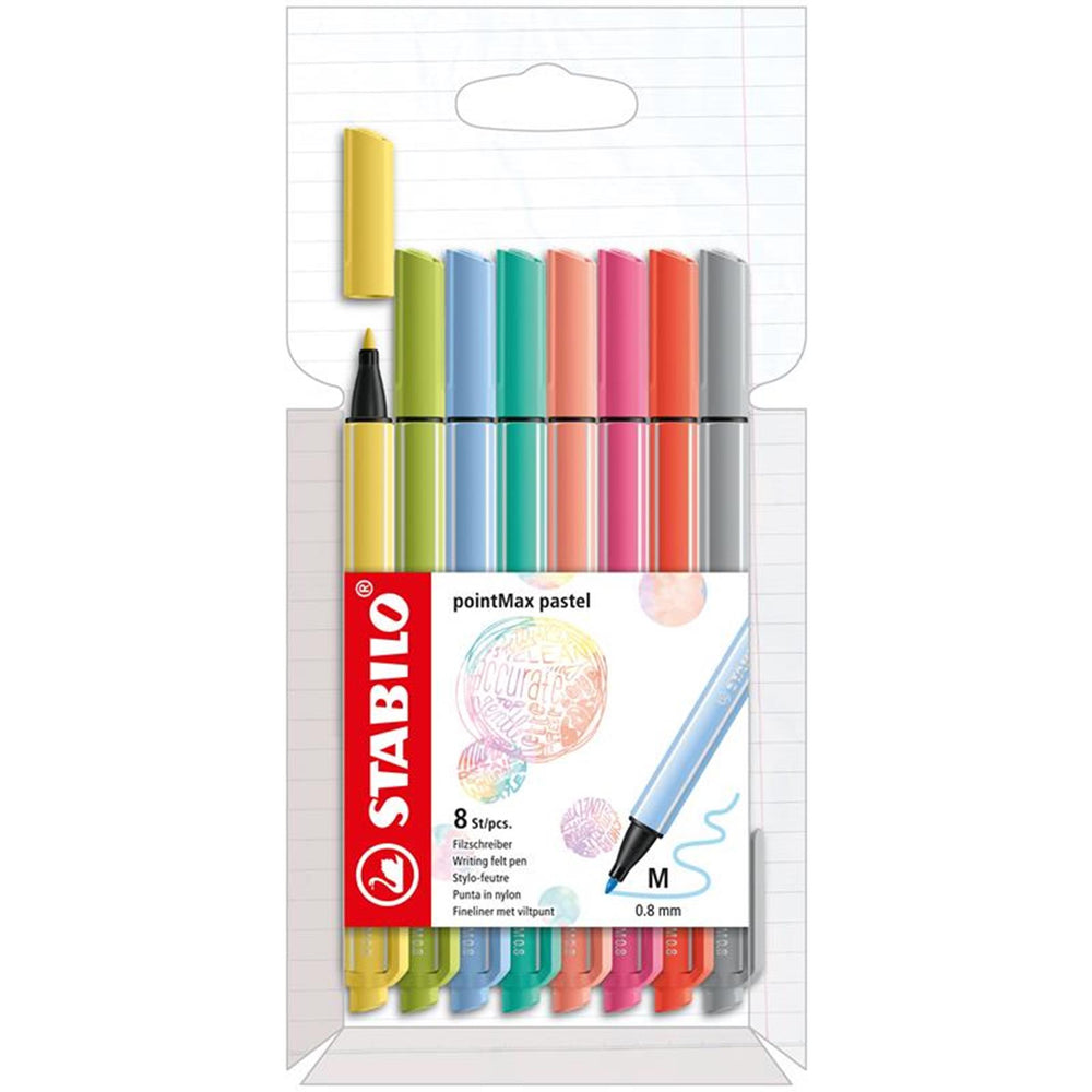 Trousse pastel Stabilo pointmax avec 8 couleurs de feutres fins