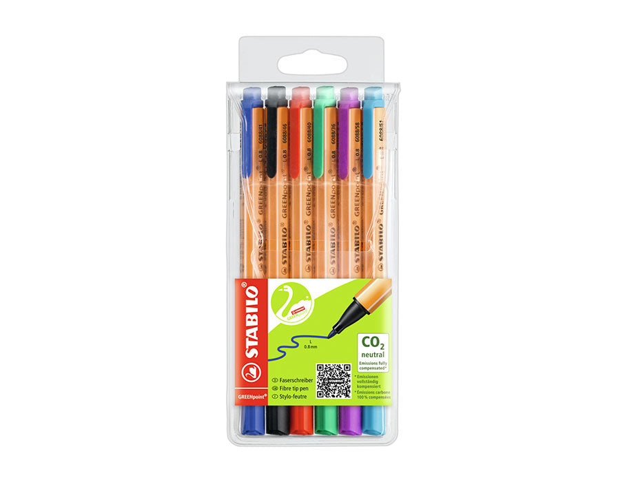 Feutres fins Stabilo - point vert - lot de 6