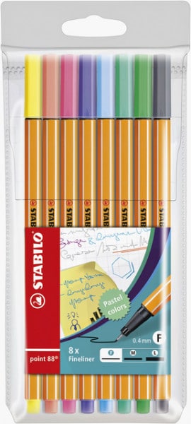 Stabilo point 88 pastel - feutre fin - lot de 6 pièces