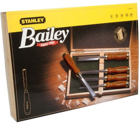 Stanley outils à main ensemble de ciseaux à bois Bailey boîte en bois de 5 pièces - 2-16-217