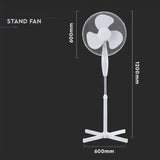 Ventilateur sur pied 40cm rotatif 40w blanc - 8652573