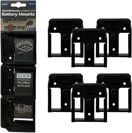 Supports de batterie à montage furtif pour bosch 18v | noir | 6 pièces - bm-bo18-6