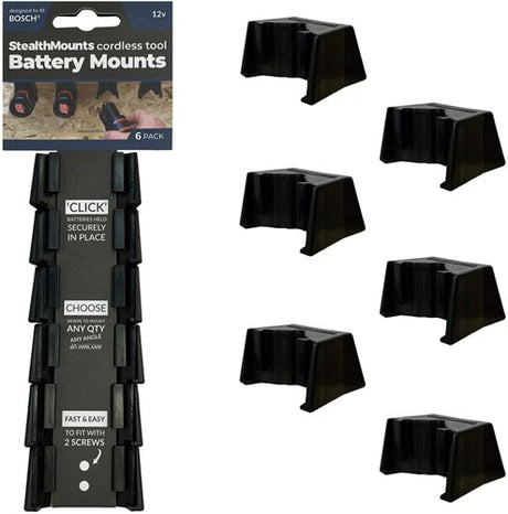 Stealthmounts bm-bo108-blk-6 Support de batterie pour bosch 10.8 12v | noir | Paquet de 6 - bm-bo108-blk-6