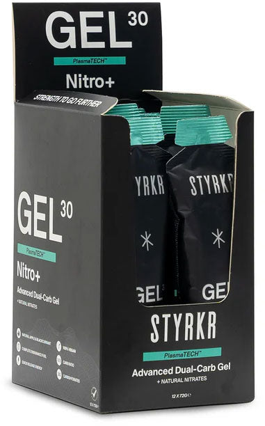 Styrkr gel30 nitro gel énergétique double carb boîte de 12