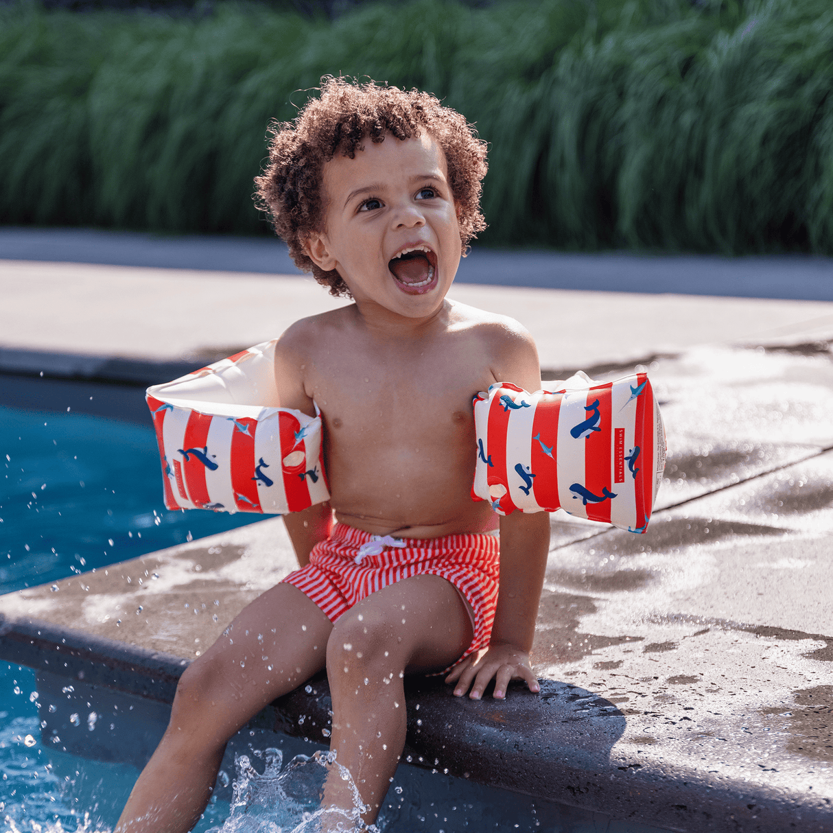 Rayures océaniques | brassards de natation rouge et blanc 2-6 ans