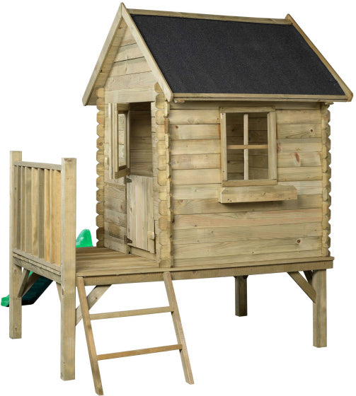 Playhouse en bois camilla swing avec une diapositive verte naturelle